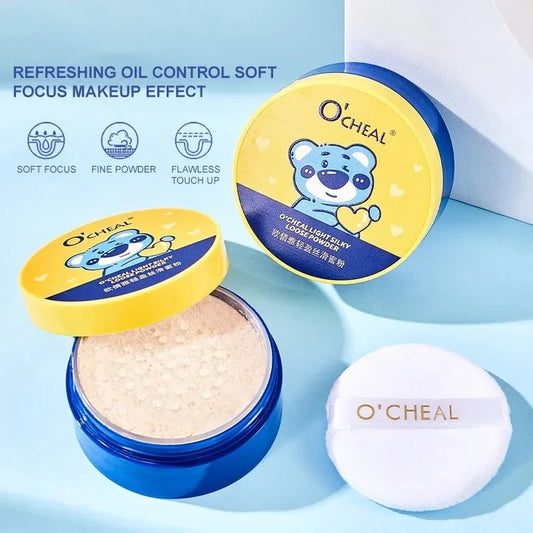 O'CHEAL Cartoon Loose Setting Powder for Makeup - Waterproof Oil-Control Long-Lasting Fresh Look Foundation for Girls