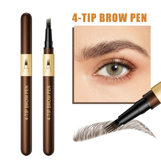 Four-pronged eyebrow pencil, four-end, long-lasting, non-smudged, water-resistant, anti-smudged eyebrow pencil