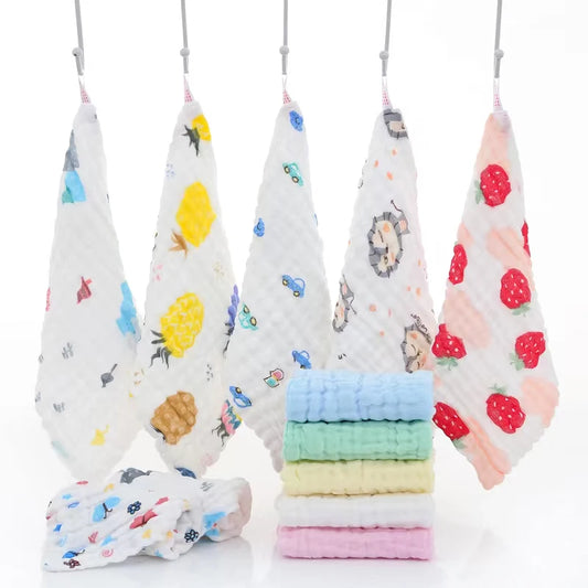 5 PCS Lot Muslin 6 Layers Cotton Soft Baby Towels Baby Face Towel Handkerchief Bathing Feeding Face Washcloth Wipe Burp Cloth