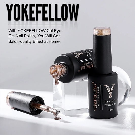 YOKEFELLOW 10ml Cat Eyes Magnetic Gel Nail Polish Sparkling Effect Nail Polish AC04 Mixed 66 Color Nail Art Gel For Women Gift