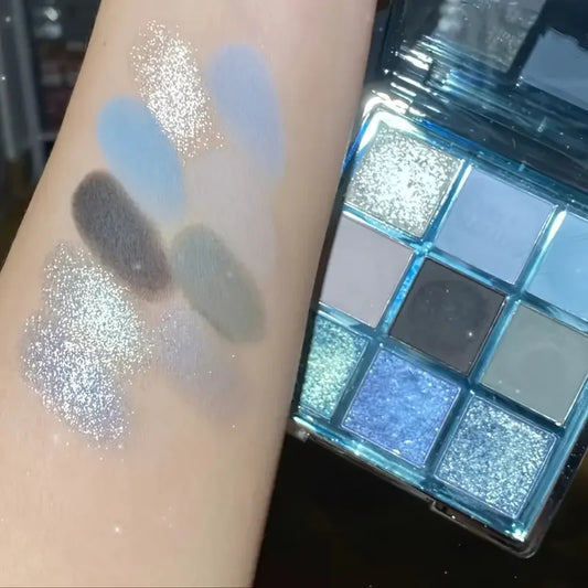 Nine-color eye shadow plate Jiugong grid pearl matte flash hazelnut cocoa eye shadow plate
