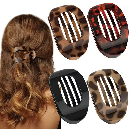 4pcs/set Matte Oval Flat Clip, Minimalist Matte Curved Hair Clip for Women Girls Thick Hair