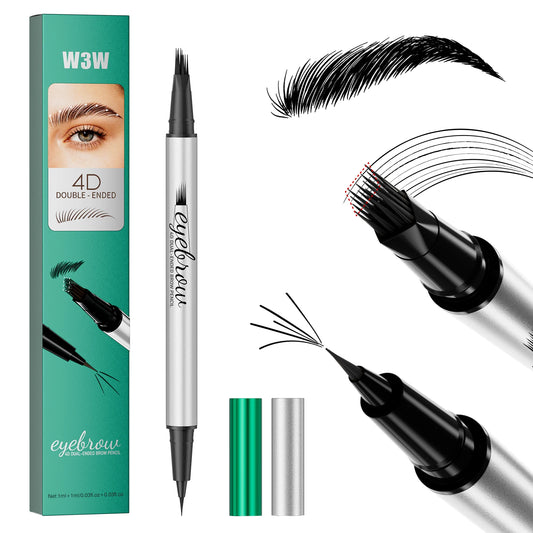 2 in 1 Dual-Ended Eyebrow Pencil & Eyeliner, Waterproof Sweat-Proof Smudge-Proof Fade-Resistant 4D Microcarving Realistic Eyebro