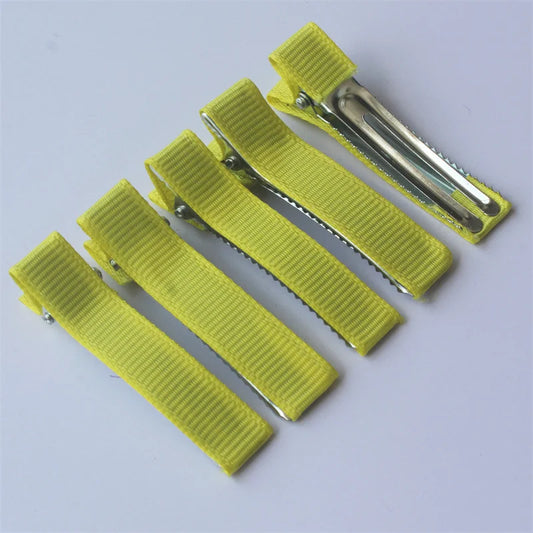 20pcs/lot 50mm Grosgrain Ribbon Lined Alligator Clip for Princess Girls Ponytail Holder Hairpins Metal Hair Clips Accessories