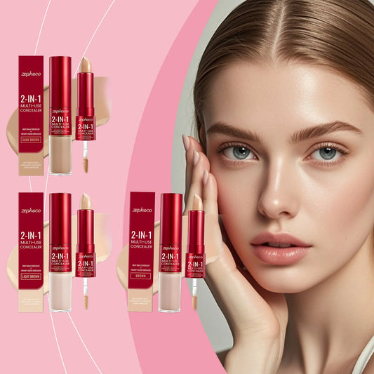 Liquid Concealer Deep Hydration Face Concealer Cream 2 in 1 Multi-use Smudge-Proof Cover Blemishes Concealer Stick Makeup 3.8g