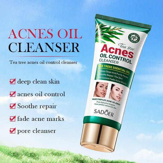 SADOER Tea Tree Acne Removal Facial Cleanser Moisturizing Anti-aing Anti Acne Deep Cleansing Face Wash Foam Cleanser Skin Care