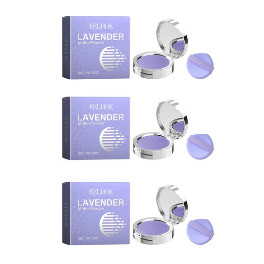 Lavender Matte Powder Oil Control Setting Powder Waterproof Smoothing Makeup Foundation Powder with Puff Loose Setting Powder