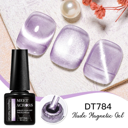 MEET ACROSS 7ml Silver Water Glass Cat Magnetic Nail Gel Polish Glitter Semi Permanent Nail Supplies UV/LED Gel Vernis Design