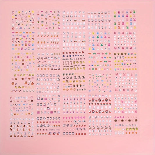 30pcs 3D Cartoon Animal Nail Art Stickers&Decals,Glossy Glitter Finish Plastic Nail Embellishments,Single Use Irregular Shape
