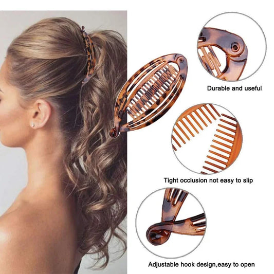 New Fashion Banana Clip Set - Fish Clip for Coiled Hair, Inserted Comb, Side Comb. Women's Stylish Headdress