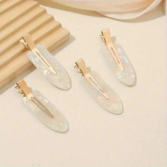 4pcs/set Non-slip Hair Barrettes for Women, Seamless Hairpins and Makeup Clips, Elegant Oval Acetic Acid Hair Clips Set