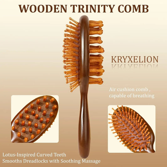 Cushion Massage Combs Double-Sided Sandalwood Cushion Comb Wooden Hair Brush for Hair Styling Anti-Static Scalp Stimulating