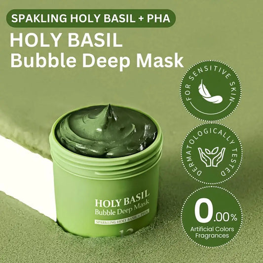 Holy Basil Bubble Cleansing Mask Exfoliating Hydrating Oil Control Natural Formula Deep Moisturizing Smoothing Gentle Skin Care