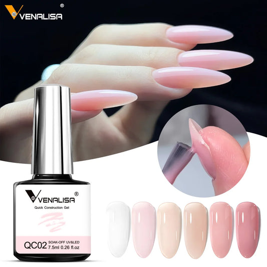 VENALISA 7.5ml Quick Construction UV Gel Semi Transparent Nude Jelly Pink French Nail Gel Polish 6 in 1 Long Lasting Gel Varnish