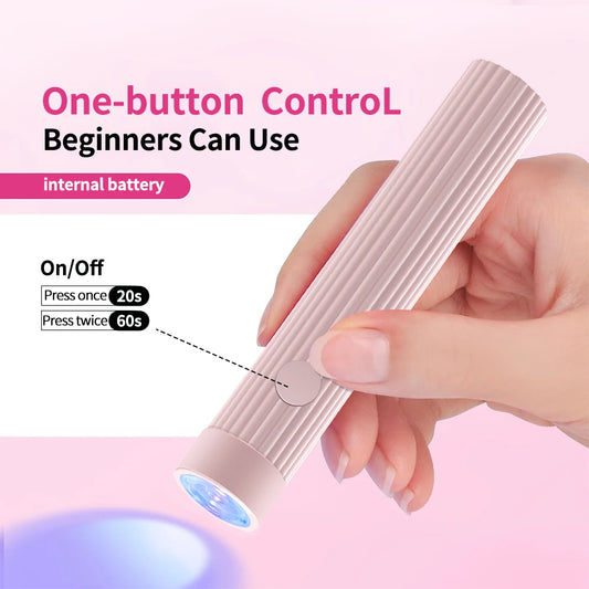 YIKOOLIN 3W Mini UV Led Nail Lamp Rechargeable Handheld UV Light for Gel Nails Cordless USB Nail Lamp for Fast Curing