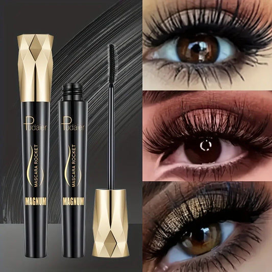 1pc Pudaier Fiber Lash Mascara - Waterproof, Smudge-Proof, Long-Lasting Black Extensions, Natural Look, No Flaking or Clumping,