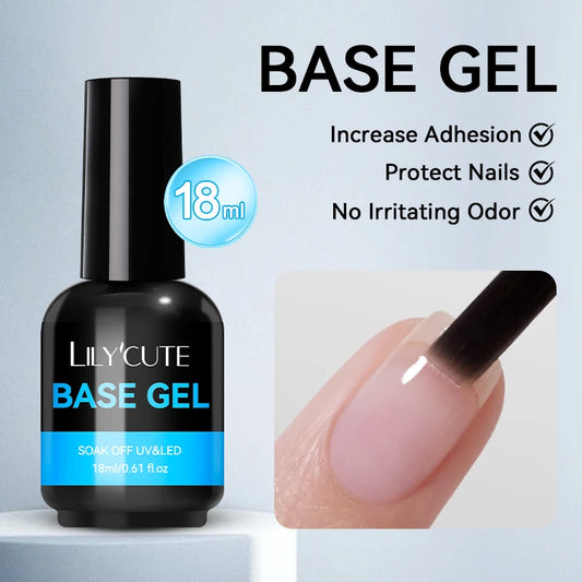 LILYCUTE Base Gel Top Coat 18ML Gel Polish Function UV LED Soak Off Semi Permanent Varnish Nail Art Manicure DIY Supplies