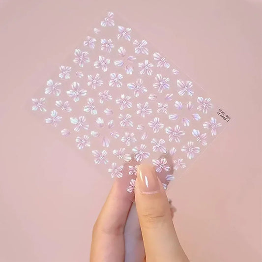 New Hipster Pure White Flowers Rose Spring Lily Camellia Daisy Jelly Cherry Blossom Nail Art Stickers Manicure Decals ZJT11