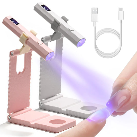 LINMANDA Nail Lamp with Stand Handheld UV Light with LCD Display Rechargeable Portable Mini Nail Dryer UV Lamp for Nails Art