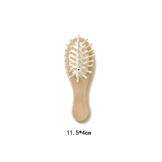 2pcs Baby Natural Wool Wooden Brush Comb Set Newborn Hairbrush Head Massager Bath Brush Kids Comb Birth Baptism Baby Shower Gift
