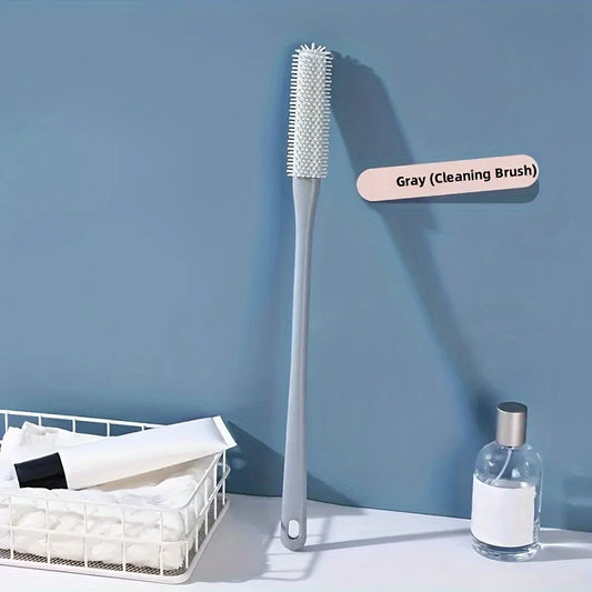 Ergonomic Long Handle Foot Scrub Brush, Soft Silicone Toe Cleaner, Exfoliating Foot Massage Bath Brush