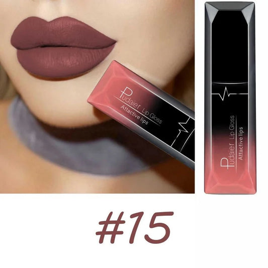 Waterproof Velvet Matte Liquid Lipstick 17 Shades Long Lasting Non Stick Cup Smudgeproof Lip Color for Women