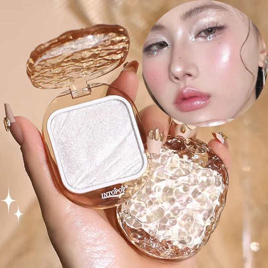 INTOPOP Shimmer Highlighter Powder - Long-Lasting Glow for Face, Cheekbones & Eyes